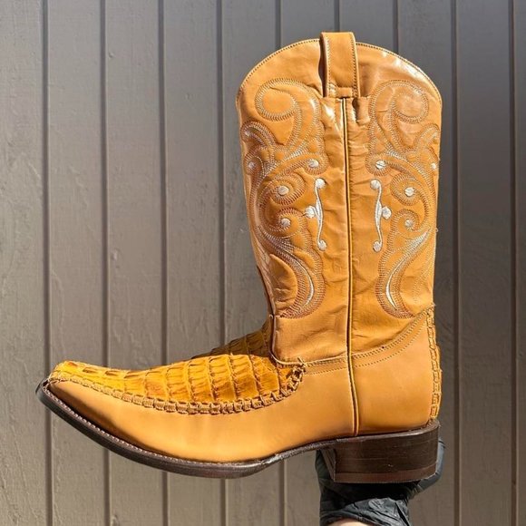#62 Chameleon x Cocodrile Tail Design Western Boot Color Orange main image 5